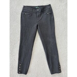 Lauren Ralph Lauren‎ Pants Womens 10 Gray Tapered Ankle Buttons Pockets Cotton